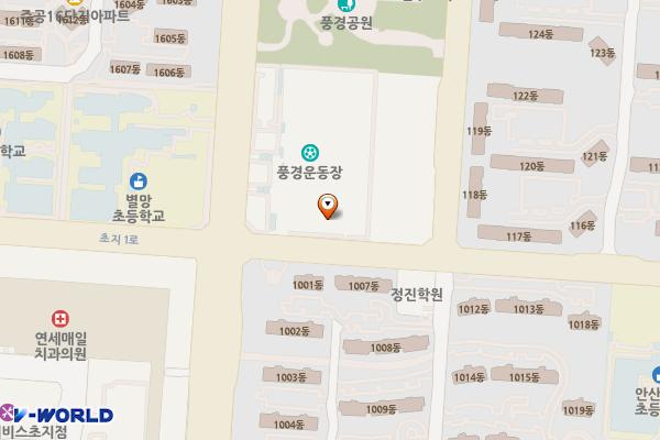 안산시 풍경운동장 주차장 위치 지도 — 경기도 안산시 단원구 초지로 70