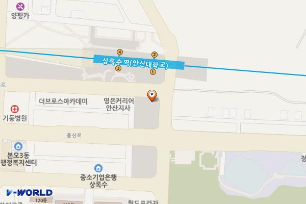 안산시 상록수역 앞 주차장 위치 지도 — 경기도 안산시 상록구 본오동 874-7