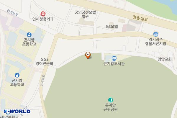 광주시 곤지암 근린공원공영주차장 위치 지도 — 경기도 광주시 곤지암읍 곤지암리 445-27