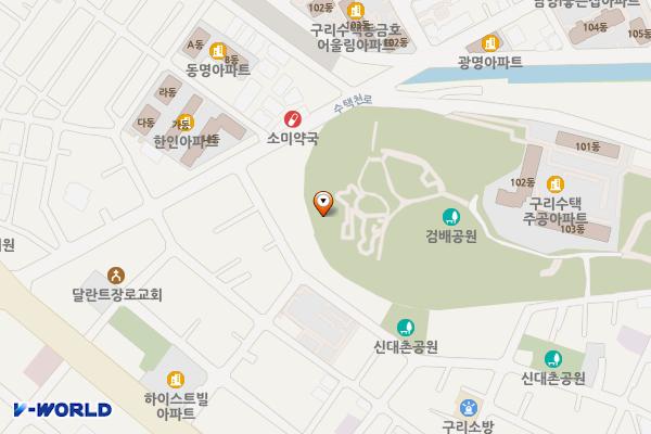구리검배근린공원 공영주차장 위치 지도 — 경기도 구리시 검배공원로 5