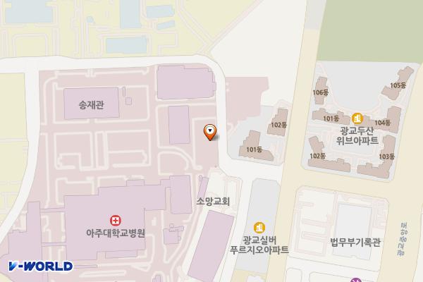 아주대학교의료원 위치 지도 — 경기도 수원시 영통구 월드컵로 164