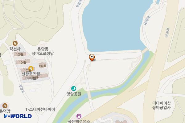 청주 명암유원지 쉼터 광장 주차장 위치 지도 — 충청북도 청주시 상당구 명암로 30