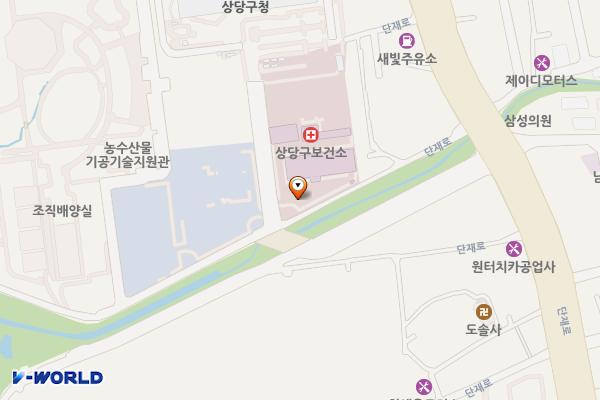 청주시 상당보건소 위치 지도 — 충청북도 청주시 상당구 남일면 단재로 480