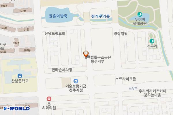 청주시 산남동 공영주차장 위치 지도 — 충청북도 청주시 서원구 산남로70번길 17