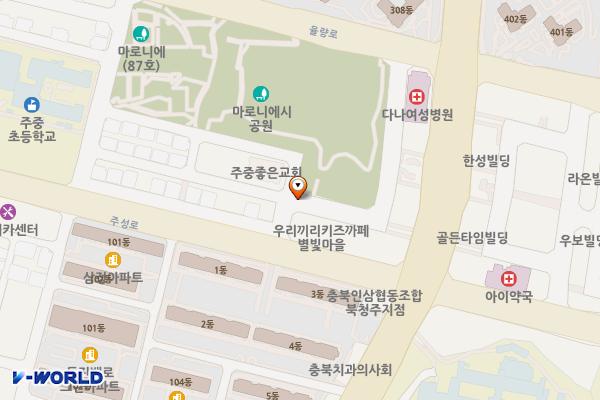 주중동 공영주차장 위치 지도 — 충청북도 청주시 청원구 주성로233번길 8-33