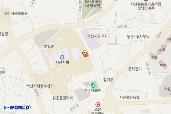 서산시청 민원주차장 위치 지도 — 충청남도 서산시 관아문길 1