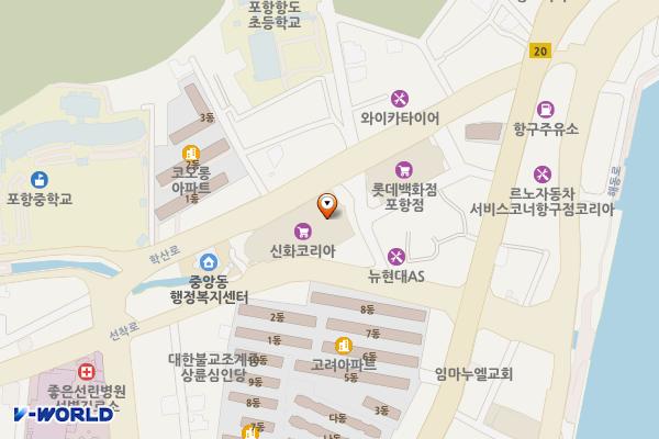 롯데백화점 포항점 본관 위치 지도 — 경상북도 포항시 북구 학산로 62