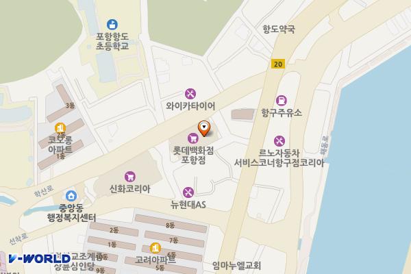 롯데백화점 포항점 별관 5층 6층 위치 지도 — 경상북도 포항시 북구 학산로 62