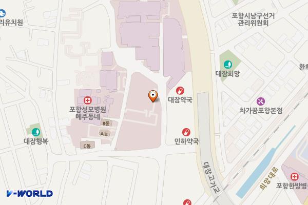 포항성모병원 제2주차장 야외주차장 위치 지도 — 경상북도 포항시 남구 대잠동길 17