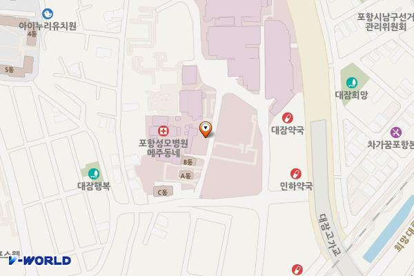 포항성모병원 주차장5 버스주차장 앞 위치 지도 — 경상북도 포항시 남구 대잠동길 17-4