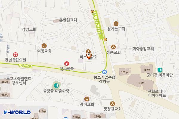 대지시장길 위치 지도 — 서울특별시 강북구 솔샘로 243-8