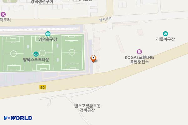 코리아와이드포항 양덕공영차고지 위치 지도 — 경상북도 포항시 북구 새천년대로 1415
