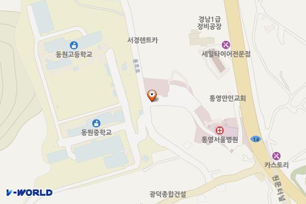 통영서울병원 장례식장주차장 위치 지도 — 경상남도 통영시 광도면 남해안대로 857