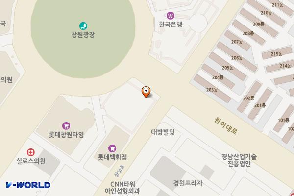 롯데백화점영플라자 창원점 위치 지도 — 경상남도 창원시 성산구 상남로 121