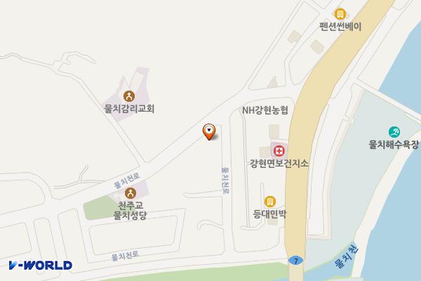 양양군 물치공영주차장 위치 지도 — 강원특별자치도 양양군 강현면 물치리 213-2