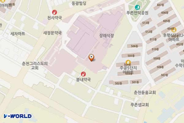 춘천 강원대학교병원 위치 지도 — 강원특별자치도 춘천시 백령로 156