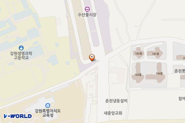 춘천 춘천시농수산물도매시장 위치 지도 — 강원특별자치도 춘천시 마장길 39