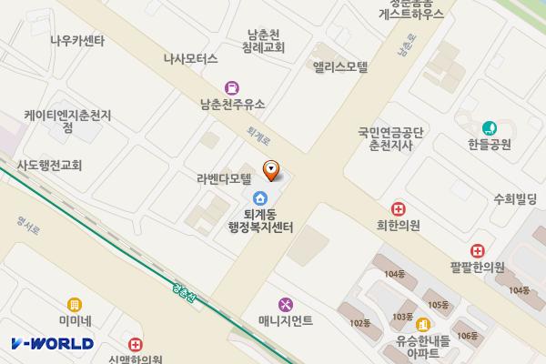 춘천시 퇴계동 행정복지센터 위치 지도 — 강원특별자치도 춘천시 퇴계로 46