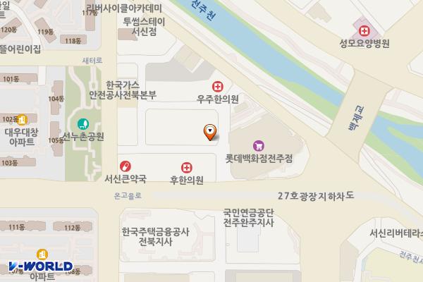 롯데백화점 전주점 별관주차장 지상 2층 위치 지도 — 전북특별자치도 전주시 완산구 온고을로 16-15