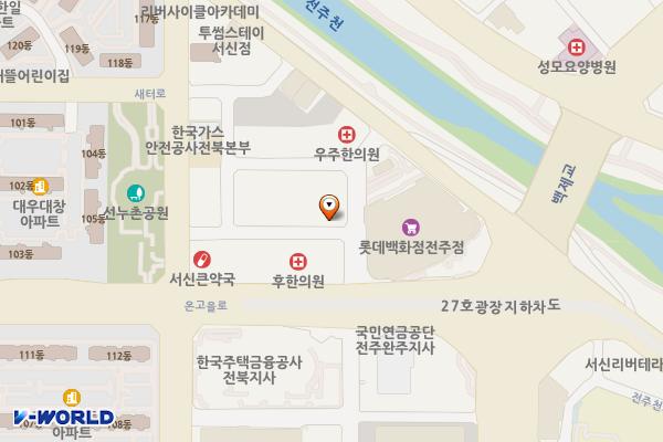 롯데백화점 전주점 별관주차장 지상 3층 위치 지도 — 전북특별자치도 전주시 완산구 온고을로 16-15