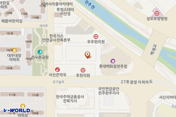 롯데백화점 전주점 별관주차장 지상 4층 위치 지도 — 전북특별자치도 전주시 완산구 온고을로 16-15
