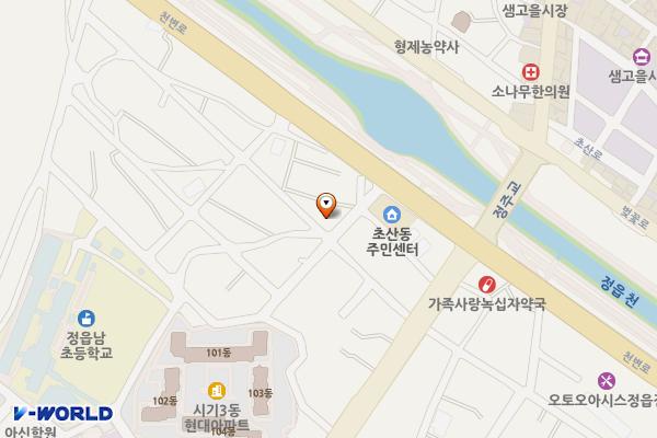 정읍시 초산동 주민센터 위치 지도 — 전북특별자치도 정읍시 시기동 412-4
