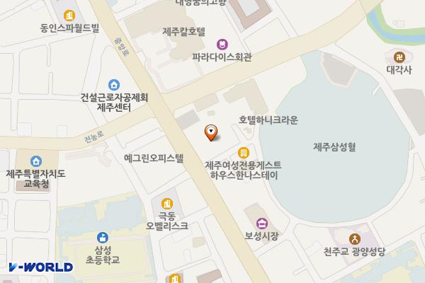 고용센터(상록회관) 위치 지도 — 제주특별자치도 제주시 중앙로 165(이도일동)　