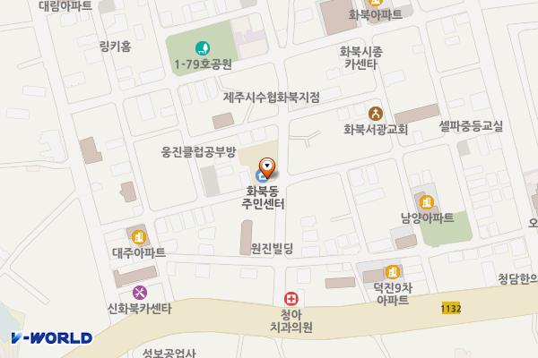 화북동주민센터 위치 지도 — 제주특별자치도 제주시 진남로6길 17(화북일동)