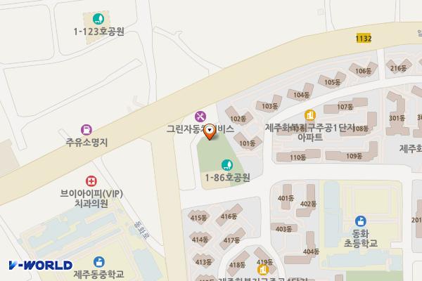 화북동공영주차장 위치 지도 — 제주특별자치도 제주시