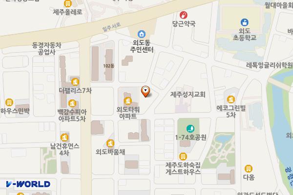 외도구획정리지구공영주차장 위치 지도 — 제주특별자치도 제주시 외도이동 448-3