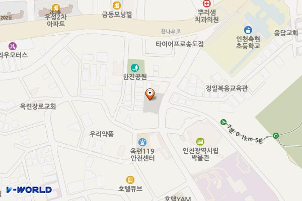 시립박물관주변 위치 지도 — 인천광역시 연수구 청량로 165번길
