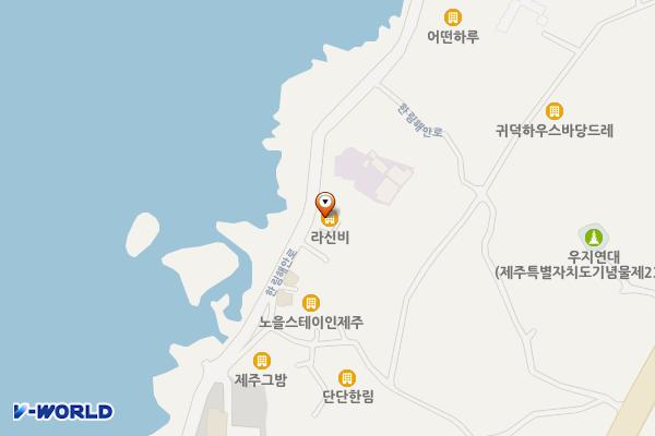 라신비 위치 지도 — 제주특별자치도 제주시 한림읍 한림해안로 548