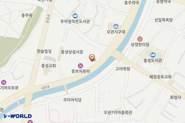 명동상가 임시 공영주차장 위치 지도 — 충청남도 홍성군 홍성읍 오관리 399-12