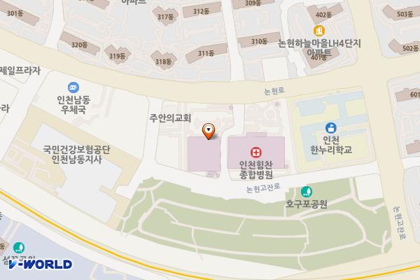논현힘찬병원2 위치 지도 — 인천광역시 남동구 논현로 72
