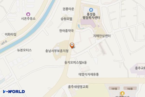 홍성읍행정복지센터 및 군보건소 공영주차장 위치 지도 — 충청남도 홍성군 홍성읍 오관리 479-5