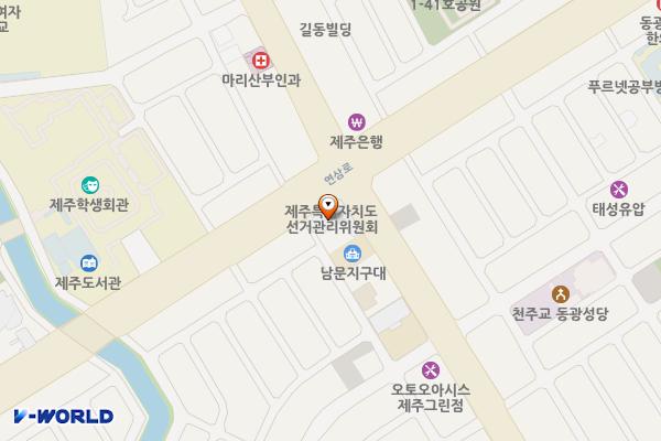 제주특별자치도 선거관리위원회 위치 지도 — 제주특별자치도 제주시 연삼로 506