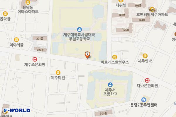 제주대학교사범대학부설고등학교 위치 지도 — 제주특별자치도 제주시 용담로 65