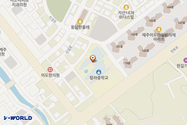 탐라중학교 위치 지도 — 제주특별자치도 제주시 신설로 56