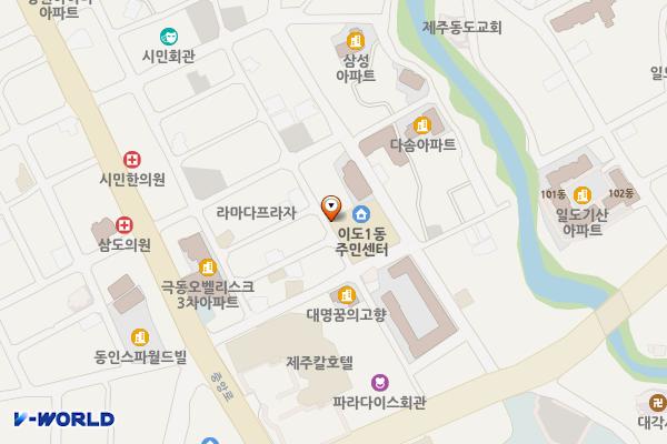 이도동주민센터 위치 지도 — 제주특별자치도 제주시 중앙로25길 17