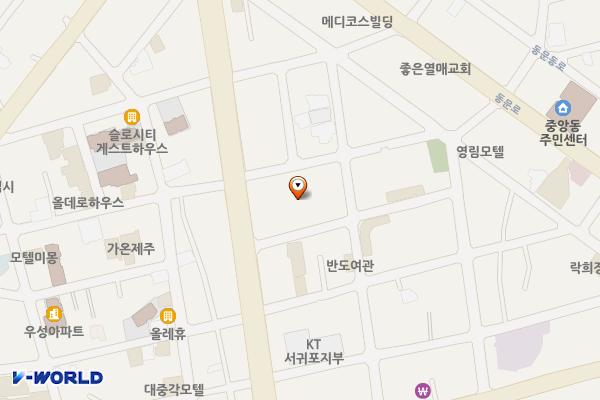 중앙공영주차장(우리은행 서귀포점 인근 공영주차장) 위치 지도 — 제주특별자치도 서귀포시 중앙로54번길 17