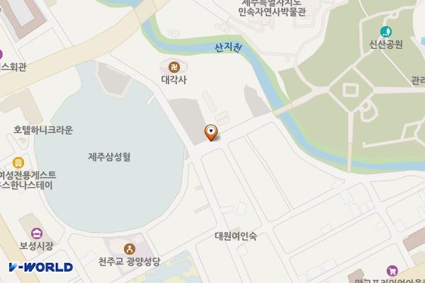 삼성혈 인근 공영주차장 위치 지도 — 제주특별자치도 제주시 이도일동 1293-1번지