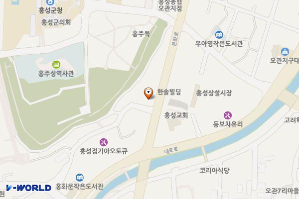 오관2 공영주차장(구 축협자리)(홍주성 옆) 위치 지도 — 충청남도 홍성군 홍성읍 오관리 435-1