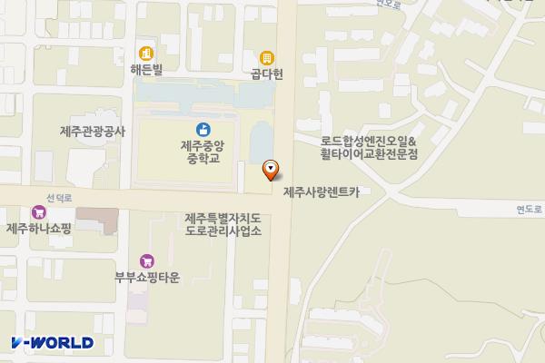 제주중앙중학교 위치 지도 — 제주특별자치도 제주시 선덕로5길 37