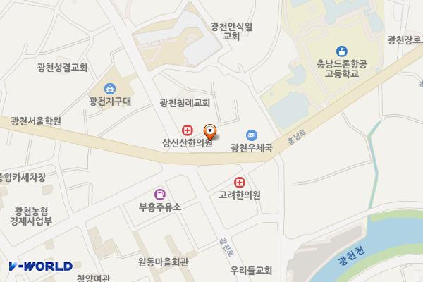 광천읍 회전교차로 옆 공영주차장 위치 지도 — 충청남도 홍성군 광천읍 광천리 173-2