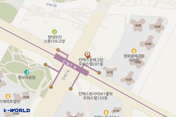 경기고양킨텍스꿈에그린오피스텔201동B2 위치 지도 — 경기도 고양시 일산서구 킨텍스로 240