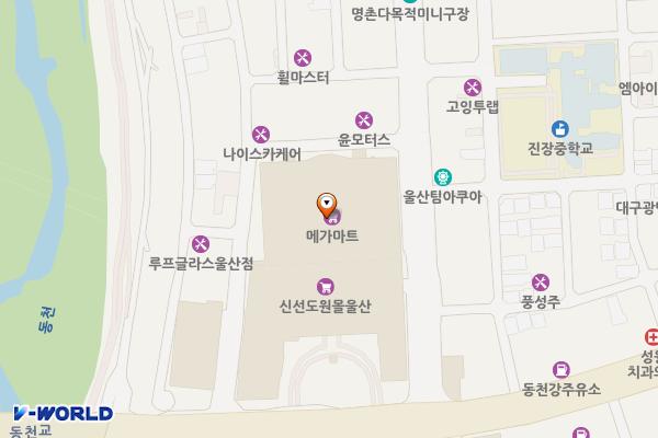 메가마트 울산점 위치 지도 — 울산광역시 북구 진장17길 10