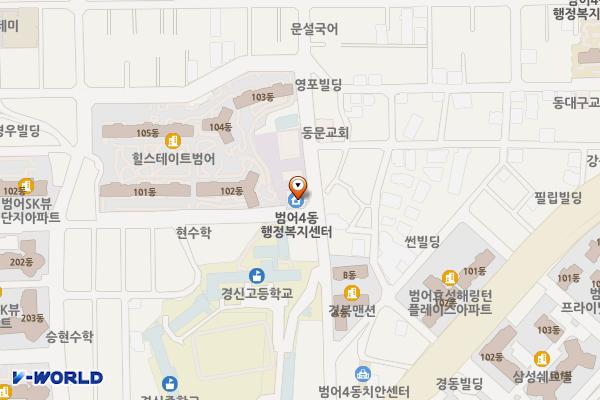 대구수성범어4동행정복지센터 위치 지도 — 대구광역시 수성구 달구벌대로504길 26