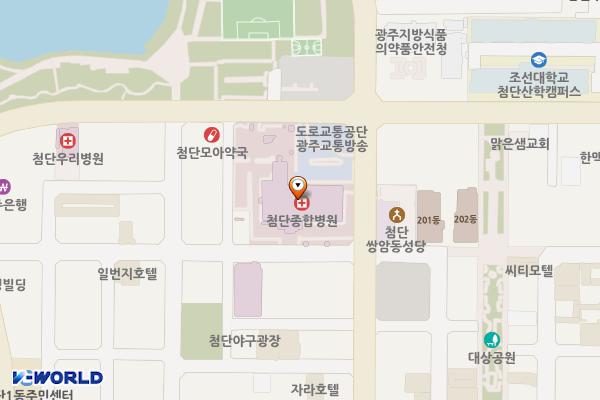광주첨단종합병원 위치 지도 — 전남광주통합특별시 광산구 첨단중앙로170번길 59