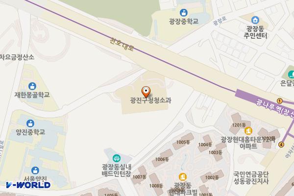 서울광진구 청소과 행정차고지 위치 지도 — 서울특별시 광진구 천호대로 788