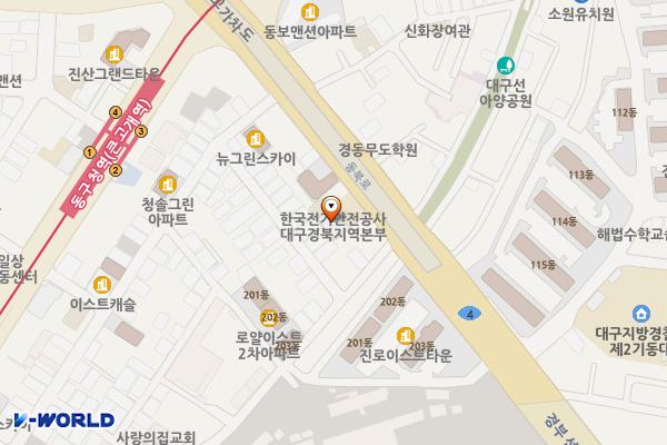 한국전기안전공사 대구경북지역본부 위치 지도 — 대구광역시 동구 동북로 446